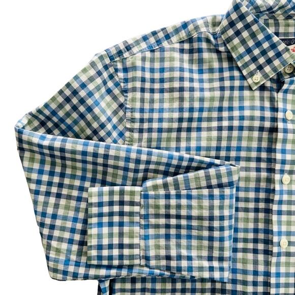 Johnnie-O Caiden Hangin' Out Button Down Wake Blue Plaid Shirt Size Medium - Picture 4 of 6